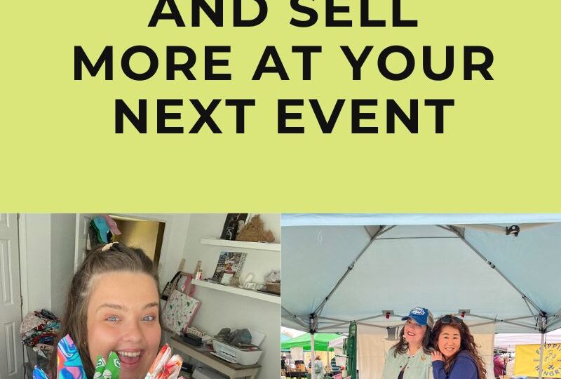 A vibrant vendor table at a local market, showcasing a neatly arranged display of products, branded signage, and engaging visuals, attracting customers at a bustling event in Hampton Roads, VA.